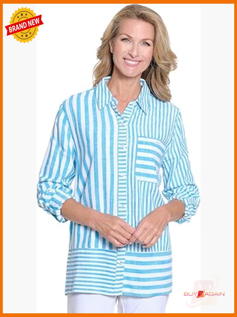 Roll Tab Long Sleeve Button Front Shirt With Pocket, Linen Blend, Regular Fit,